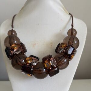 New Dana Buchman Brown and Gold Statement Necklace